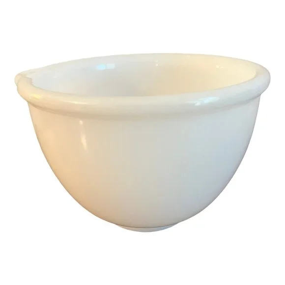 Vintage Sunbeam Glassbake Glass Bake White Milk Glass Mixing Bowl 6.5"W X 4.5" T - Picture 2 of 7